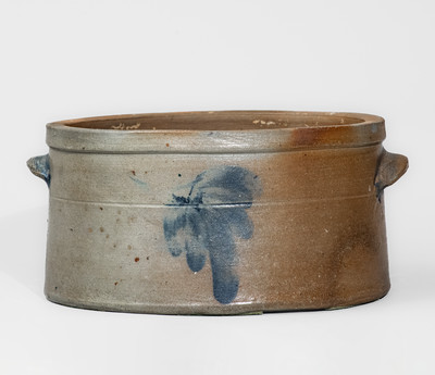 Baltimore Stoneware Butter Crock w/ Cobalt Leaf Decoration, c1875