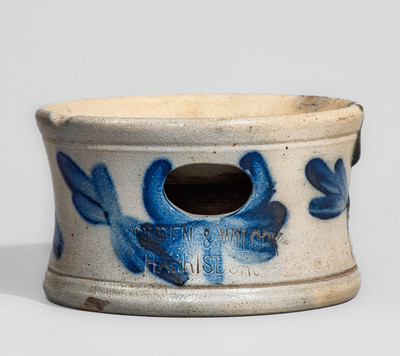 Fine and Scarce Small-Sized COWDEN & WILCOX / HARRISBURG Stoneware Spittoon w/ Dragonfly Motif