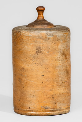 Salt-Glazed Stoneware Oyster w/ Wooden Lid, probably Thomas Commeraw, Manhattan, NY, early 19th century