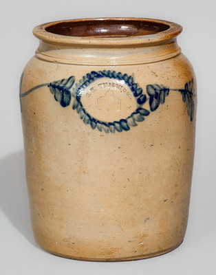 Extremely Rare T.H. WILLSON & CO. / HARRISBURG, PA Stoneware Jar w/ Capitol Stamp, c1852