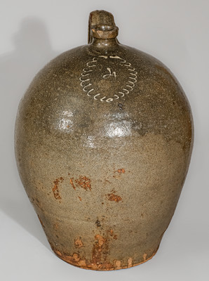 Attrib. Thomas Chandler, Edgefield District, SC Four-Gallon Stoneware Jug w/ Kaolin Slip Decoration, c1850