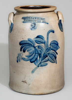 COWDEN & WILCOX / HARRISBURG, PA Two-Gallon Stoneware Jar, c1865