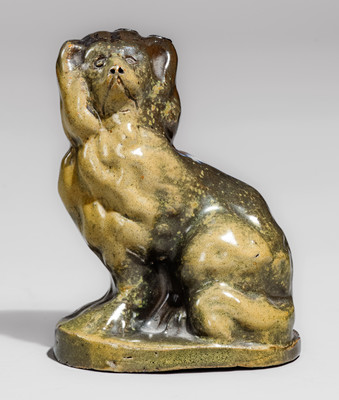 Diminutive Glazed Stoneware Spaniel, probably Midwestern
