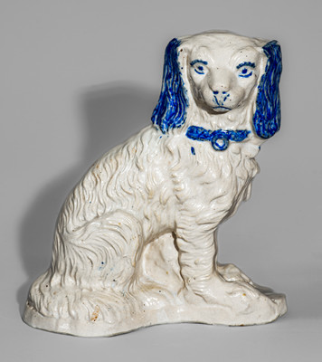 Fine Cobalt-Decorated Stoneware Spaniel, probably Ohio, late 19th century