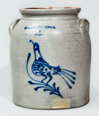W. ROBERTS / BINGHAMTON, N.Y. Two-Gallon Stoneware Bird Jar