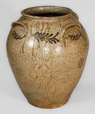 Rare Four-Handled attrib. Thomas Chandler, Edgefield Dist, SC Stoneware Jar, circa 1845 