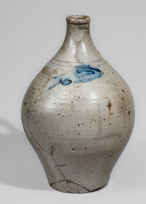 Stoneware Jug w/ Impressed Fish Motif, attrib. Jonathan Fenton, Boston, late 18th century