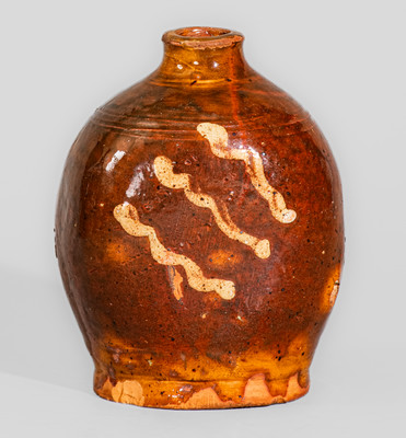 Very Rare 18th Century New England Redware Flask, possibly Charlestown, Mass.