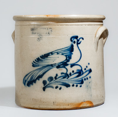 Three-Gallon HAXSTUN, OTTMAN & CO. / FORT EDWARD, N. Y. Stoneware Bird Crock