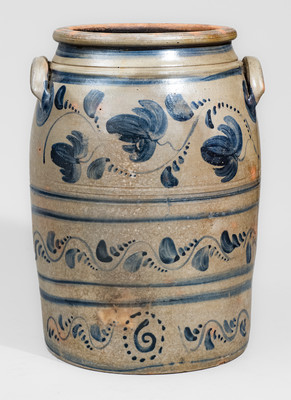 Six-Gallon Western PA Stoneware Jar w/ Elaborate Freehand Cobalt Decoration