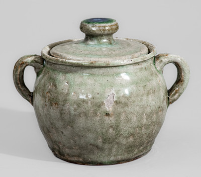 Alkaline-Glazed Stoneware Sugar Bowl attrib. Arie or Cheever Meaders, Cleveland, GA