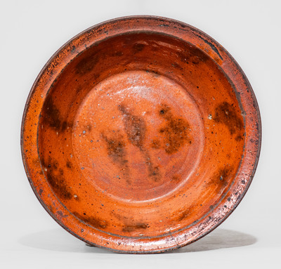 Very Rare Redware Bowl w/ Copper Decoration, probably Randolph County, North Carolina