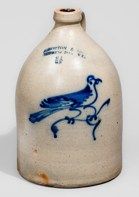 J. NORTON & CO / BENNINGTON VT Stoneware Bird Jug