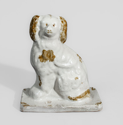 Slip-Decorated Midwestern Stoneware Spaniel Bank, fourth quarter 19th century