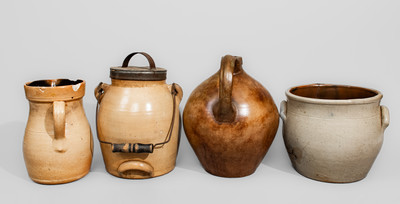 Four Pieces of Salt-Glazed Northeastern Stoneware, 19th century