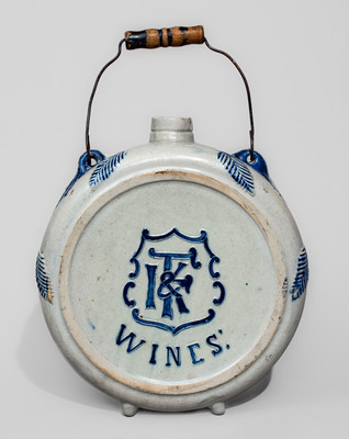 Molded Stoneware Canteen, F & K / WINES, attrib. White's Pottery, Utica, NY