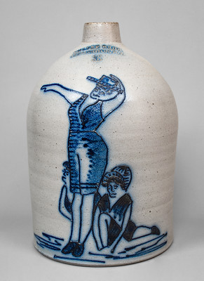 Three-Gallon Reproduction Stoneware Jug w/ Bathing Beauties Decoration (NY STATE HISTORICAL ASSOC)