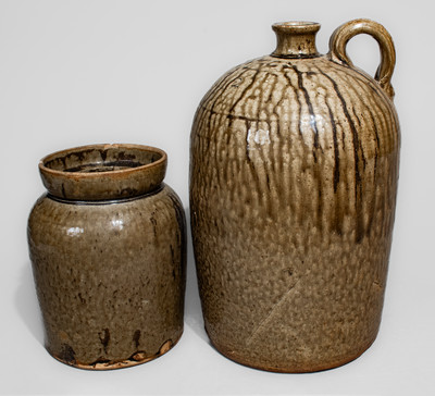 Two Pieces of Alkaline-Glazed Stoneware attrib. W.F. Hahn Pottery, Trenton, SC