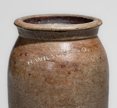 Rare and Important H. WILSON & CO. (African-American Potter Hiram Wilson, Guadalupe Co, Texas) Stoneware Jar