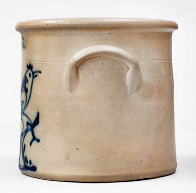 Scarce J. & E. NORTON. / BENNINGTON VT Stoneware Crock w/ Cobalt Bird on Stump