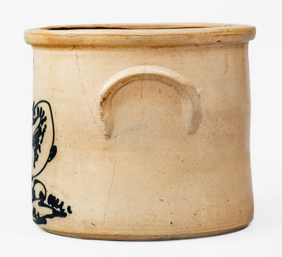 Rare J. & E. NORTON / BENNINGTON VT Stoneware Crock w/ Cobalt Rooster Decoration