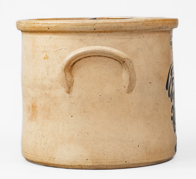 Rare J. & E. NORTON / BENNINGTON VT Stoneware Crock w/ Cobalt Rooster Decoration