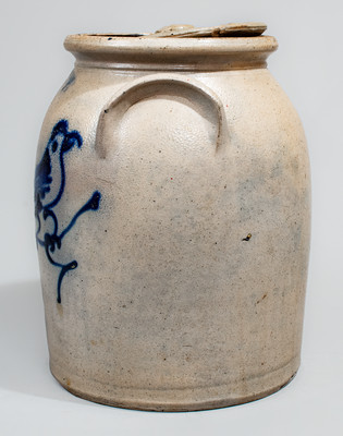 J. NORTON & CO / BENNINGTON VT Lidded Stoneware Bird Jar, circa 1860