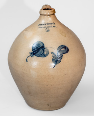 JULIUS NORTON / BENNINGTON. Vt Two-Gallon Stoneware Jug, circa 1840