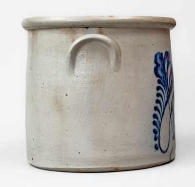 F. B. NORTON & CO / WORCESTER, MASS Five-Gallon Stoneware Crock w/ Cobalt Parrot