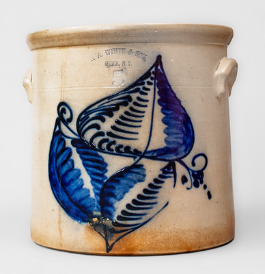 Five-Gallon N. A. WHITE & SON, / UTICA, N.Y. Stoneware Crock, circa 1885
