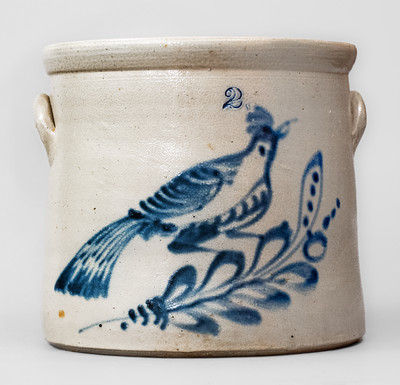 Attrib. Satterlee & Mory, Fort Edward, NY Stoneware Bird Crock, c1865