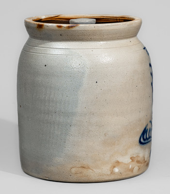CORTLAND, New York Stoneware Jar w/ Cobalt Floral Decoration, c1867-69
