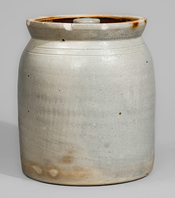 CORTLAND, New York Stoneware Jar w/ Cobalt Floral Decoration, c1867-69