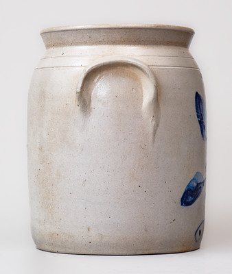 Two-Gallon CORTLAND, New York Stoneware Jar w/ Floral Decoration, c1867-69