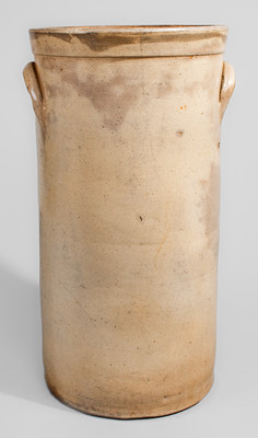 Rare ALBANY, NY Three-Gallon Stoneware Water Cooler w/ Cobalt Floral Decoration, c1860