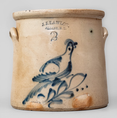 J.J. LAWLOR / ALBANY, N.Y. Stoneware Bird Crock, circa 1875