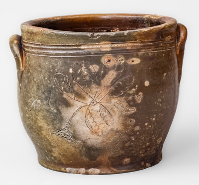 Rare PAUL CUSHMAN Stoneware Jar w/ Incised Floral Decoration, circa 1810