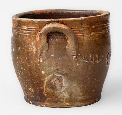 Rare PAUL CUSHMAN Stoneware Jar w/ Incised Floral Decoration, circa 1810