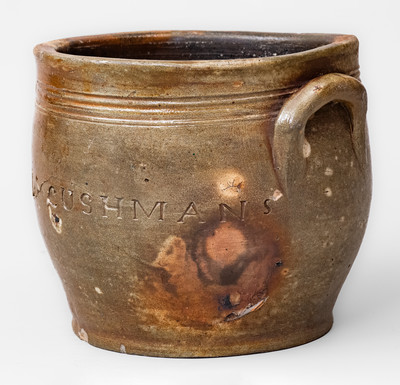 Rare PAUL CUSHMAN Stoneware Jar w/ Incised Floral Decoration, circa 1810
