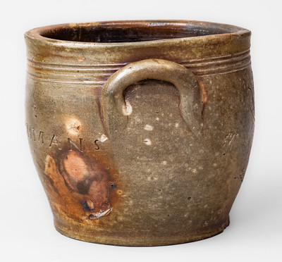 Rare PAUL CUSHMAN Stoneware Jar w/ Incised Floral Decoration, circa 1810