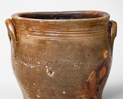 Rare PAUL CUSHMAN Stoneware Jar w/ Incised Floral Decoration, circa 1810