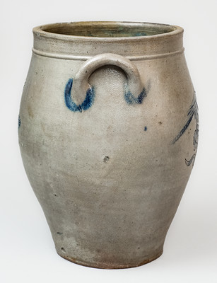 Scarce Albany, NY Stoneware Jar w/ Incised Bird Decorations, circa 1820