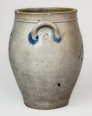 Scarce Albany, NY Stoneware Jar w/ Incised Bird Decorations, circa 1820