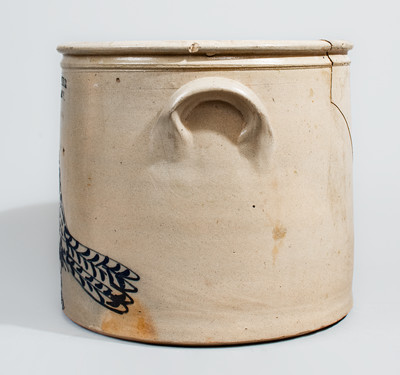 Rare WM E. WARNER / WEST-TROY, New York Two-Gallon Stoneware Bird Crock