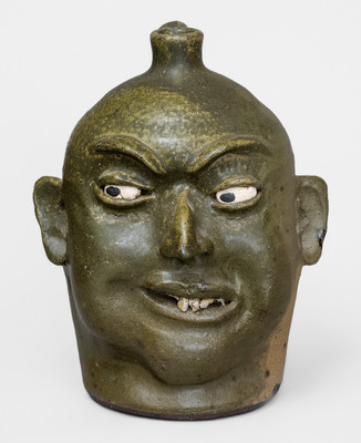"Lanier Meaders," Cleveland, GA Stoneware Face Jug w/ Rock Teeth, c1975