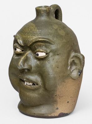 "Lanier Meaders," Cleveland, GA Stoneware Face Jug w/ Rock Teeth, c1975