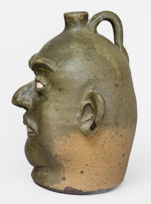 "Lanier Meaders," Cleveland, GA Stoneware Face Jug w/ Rock Teeth, c1975