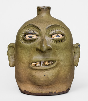 "Lanier Meaders," Cleveland, GA Stoneware Face Jug w/ Rock Teeth, c1975
