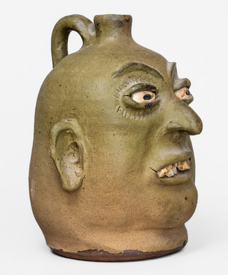 "Lanier Meaders," Cleveland, GA Stoneware Face Jug w/ Rock Teeth, c1975
