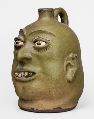 "Lanier Meaders," Cleveland, GA Stoneware Face Jug w/ Rock Teeth, c1975